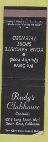 Matchbook Cover - Rudy's Clubhouse South Gate CA WEAR