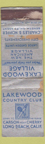 Matchbook Cover - Lakewood Country Club Long Beach CA CROWN POOR