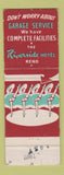 Matchbook Cover - Riverside Hotel Reno NV girlie back