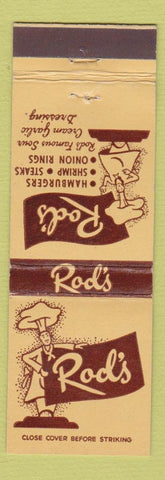 Matchbook Cover - Rod's Hamburgers Alhambra Los Angeles Arcadia Montebello CA