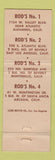 Matchbook Cover - Rod's Hamburgers Alhambra Los Angeles Arcadia Montebello CA