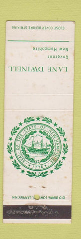 Matchbook Cover - Lane Dwinell Governor New Hampshire NH WORN