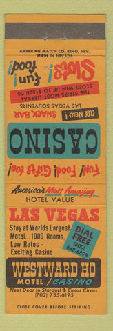 Matchbook Cover - Westward Ho Motel Casino Las Vegas NV