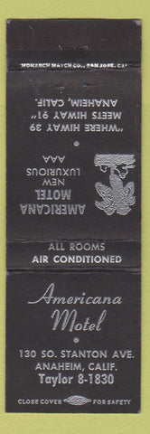 Matchbook Cover - Americana Motel Anaheim CA