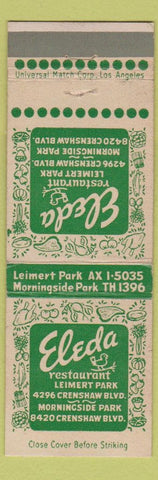 Matchbook Cover - Eleda Restaurant Los Angeles CA