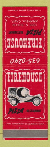 Matchbook Cover - Firehouse Pizza Anaheim CA odd car