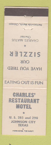 Matchbook Cover - Charles Restaurant Motel Johnson City TX