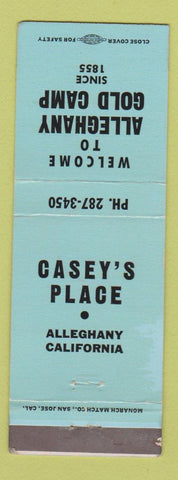 Matchbook Cover - Casey's Place Alleghany Gold Camp CA WEAR