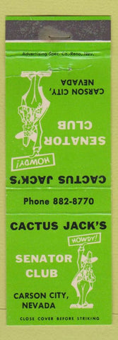 Matchbook Cover - Cactus Jack's Senator Club Carson City NV