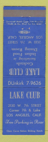 Matchbook Cover - Lake Club Los Angeles CA Italian