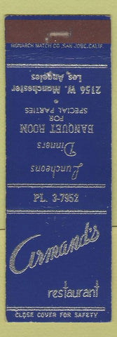 Matchbook Cover - Armand's Restaurant Los Angeles CA