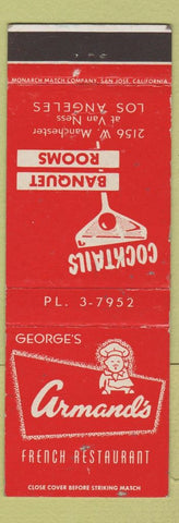 Matchbook Cover - Armand's French Restaurant Los Angeles CA