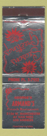 Matchbook Cover - George Armand's French Restaurant Los Angeles Christmas WEAR