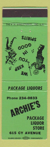 Matchbook Cover - Archie's Liquor Store Casper WY
