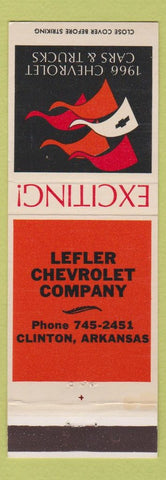 Matchbook Cover - Lefler Chevrolet Clinton AR 1966 Corvette Chevelle Corvair