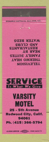 Matchbook Cover - Varsity Motel Redwood City CA pink