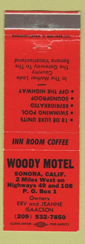Matchbook Cover - Woody Motel Sonora CA red