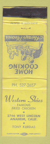 Matchbook Cover - Western Skies Fried Chicken Anaheim CA WEAR yellow