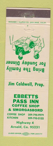 Matchbook Cover - Ebbetts Pass Inn Arnold CA