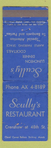 Matchbook Cover - Scully's Restaurant Los Angeles CA WEAR