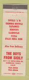 Matchbook Cover - Boys from Sicily Pizza Italian Sherman Oaks CA