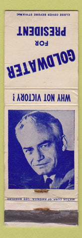 Matchbook Cover Barry Goldwater for President 1964 WORN Long Beach CA insurance