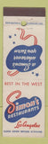 Matchbook Cover - Simon's Restaurants Los Angeles CA