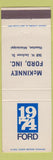 Matchbook Cover - 1974 Ford McKinney Houston MS
