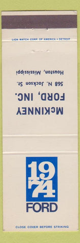 Matchbook Cover - 1974 Ford McKinney Houston MS
