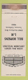 Matchbook Cover - Lincoln Mercury Bill Hopkins Torrance CA WORN