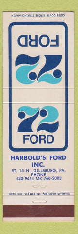 Matchbook Cover - 1972 Ford Harbold's Dillsburg PA