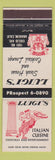 Matchbook Cover - Luigi's Steak House Italian Anaheim CA