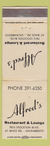 Matchbook Cover - Alfred's Restaurant Sacramento CA