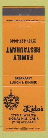 Matchbook Cover - Lido's Restaurant Signal Hill CA orange