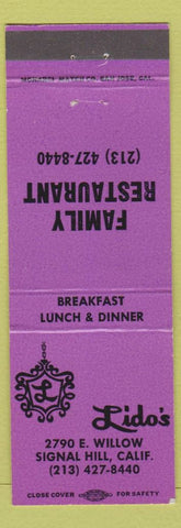 Matchbook Cover - Lido's Restaurant Signal Hill CA purple