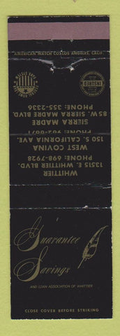 Matchbook Cover - Guarantee Savings Loan Whittier CA
