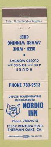 Matchbook Cover - Nordic Inn Sherman Oaks CA Scandinavian Viking