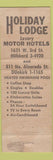 Matchbook Cover - Holiday Lodge Motor Hotels Los Angeles CA