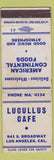 Matchbook Cover - Lucullus Cafe Los Angeles CA WEAR