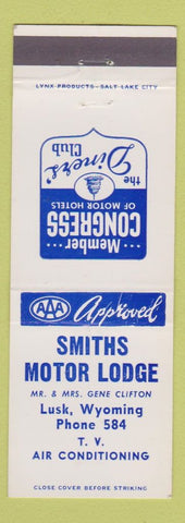 Matchbook Cover - Smith Motor Lodge Lusk WY low phone #