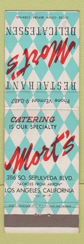 Matchbook Cover - Mort's Los Angeles CA Restaurant Deli