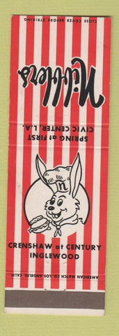 Matchbook Cover - Nibblers Los Angeles CA Inglewood rabbit