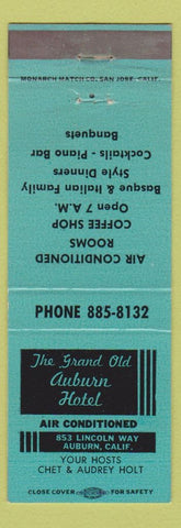 Matchbook Cover - Auburn Hotel Auburn CA  TEAL