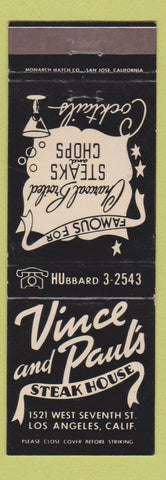 Matchbook Cover - Vince and Paul's Steak House Los Angeles CA