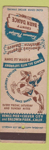 Matchbook Cover - Country Barn Dance Culver City CA cowboy WEAR