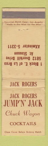 Matchbook Cover - Jack Rogers Jump N Jack Chuck Wagon Los Angeles CA WEAR
