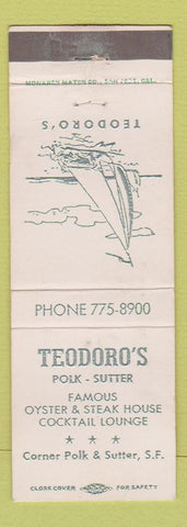 Matchbook Cover - Theodoro's Restaurant San Francisco CA