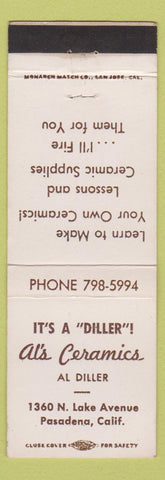 Matchbook Cover - Al's Ceramics Pasadena CA