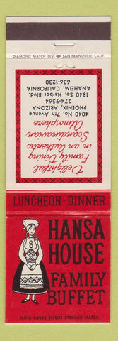 Matchbook Cover - Hansa House Family Buffet Anaheim CA Phoenix AZ