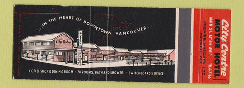 Matchbook Cover - City Centre Motor Hotel Vancouver BC